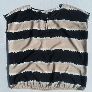 Ann Taylor LOFT black and cream striped blouse S